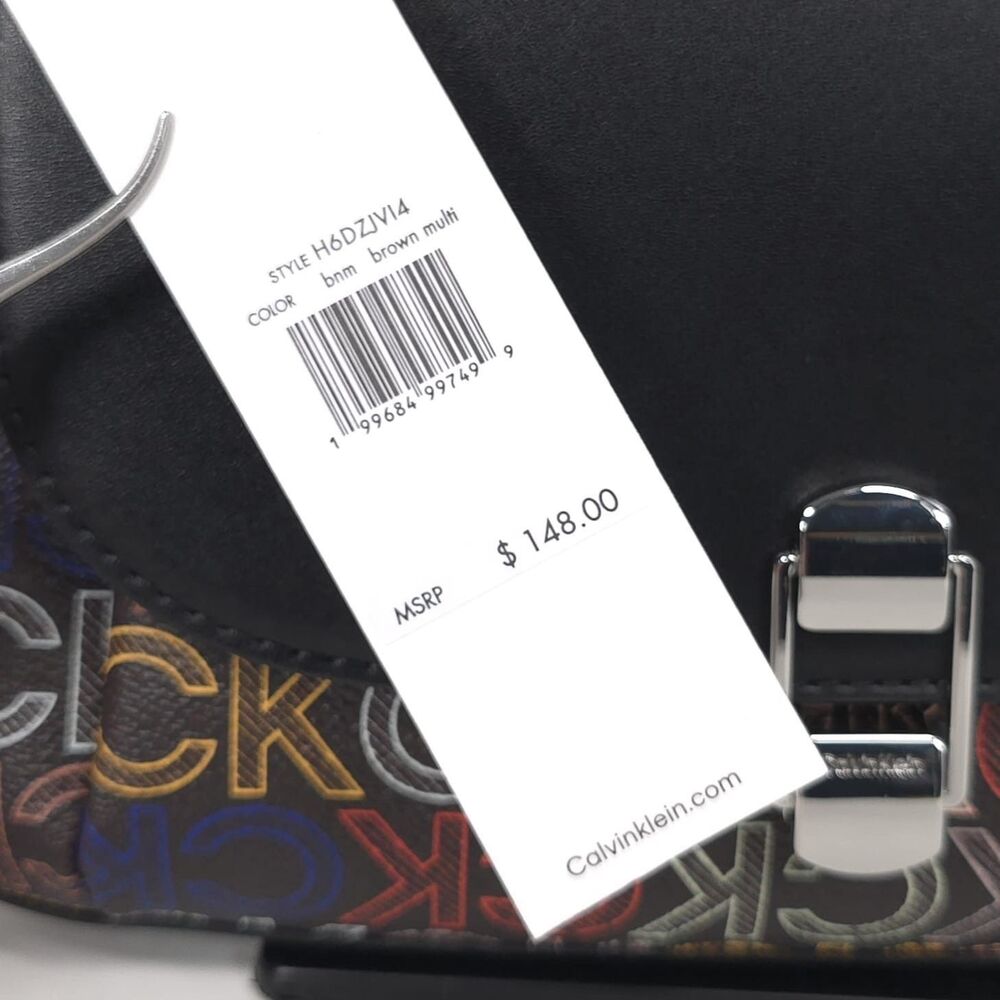 CALVIN KLEIN Women’s New Shoulder Bag Brown Black CK Logo Multicolor H6DZJVI4 - Picture 5 of 9